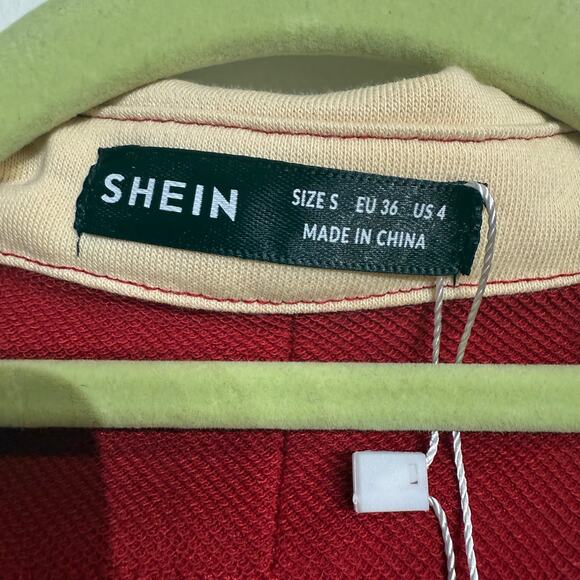 Shein Red Colorblock Collar V-Neck Oversized Pullover Sz S NWT - Picture 5 of 12